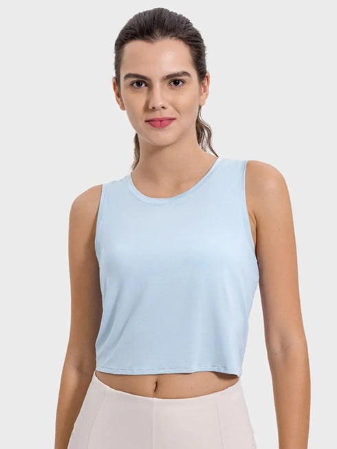 'Vivian' Drawstring Semi Backless Active Tank - Celes Fashion